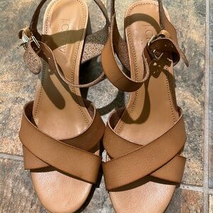 J. Crew Tan Crisscross Ankle-Strap Sandals